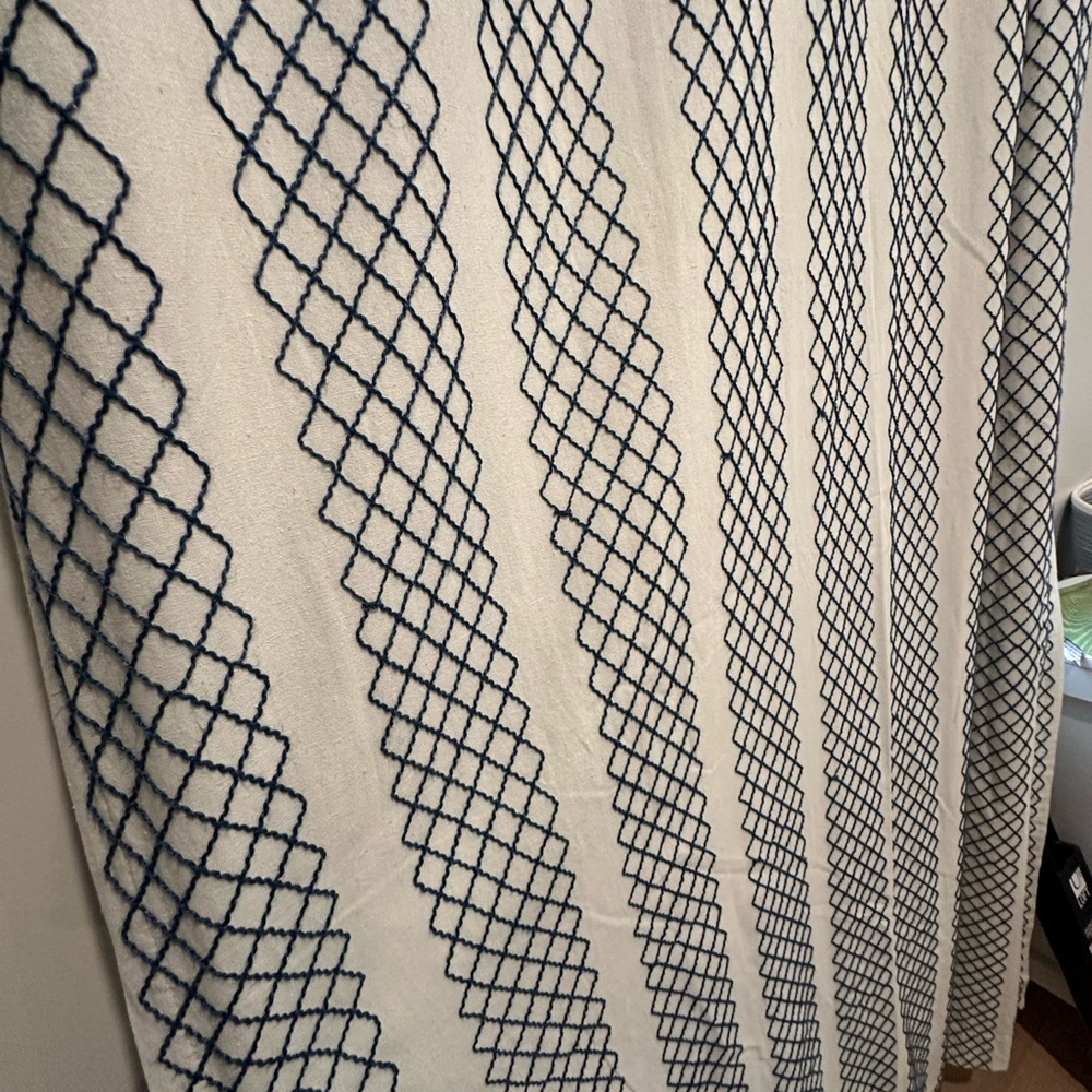 Blue Stitched curtains 52” by 92” (2 panels)